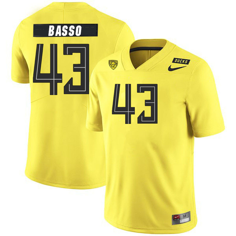Men #43 Luke Basso Oregon Ducks College Football Jerseys Stitched Sale-Yellow - Click Image to Close